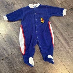 Vintage Winnie The Pooh onesie Terry Cloth footie free with purchase